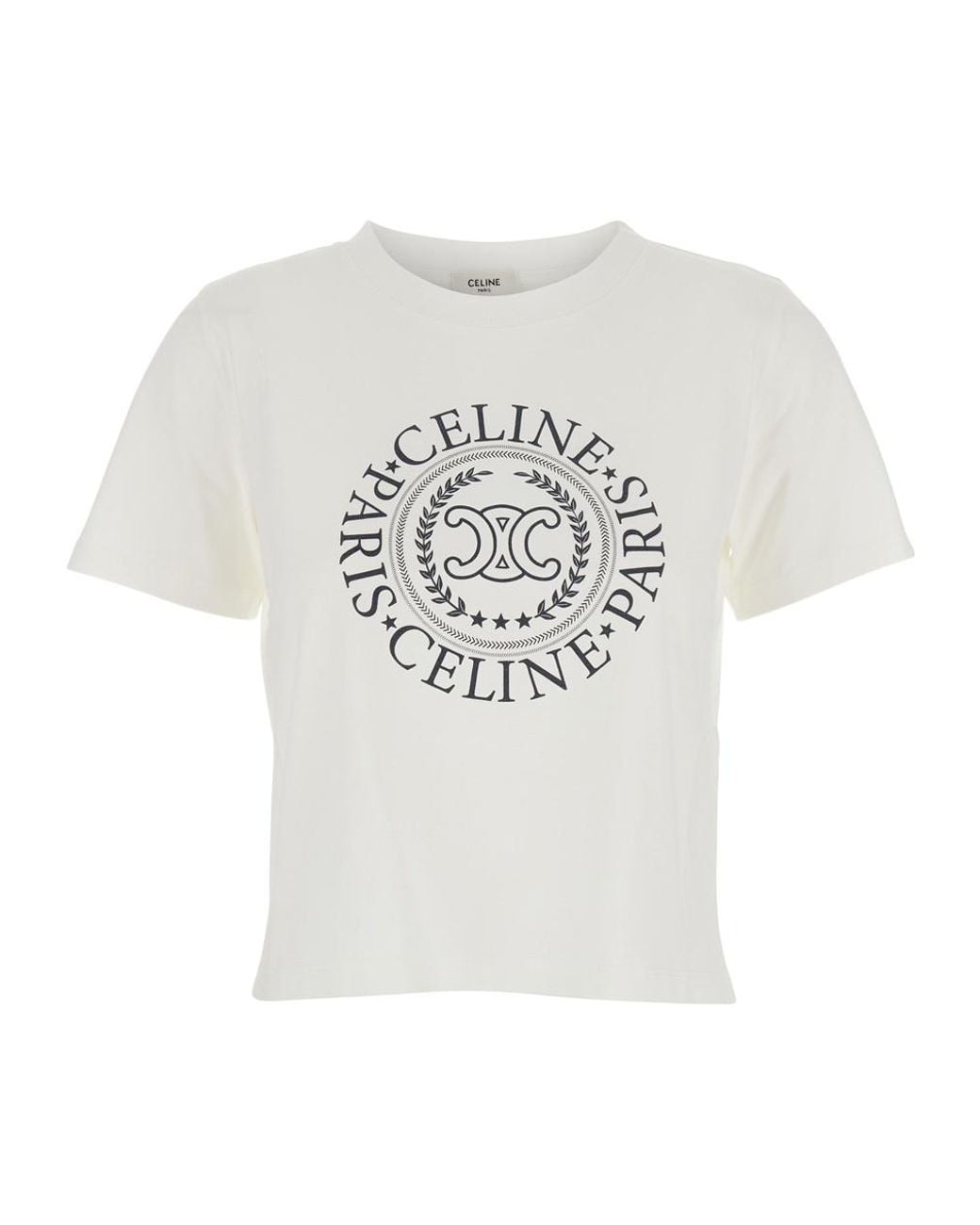 Céline White Short-Sleeved T-Shirt