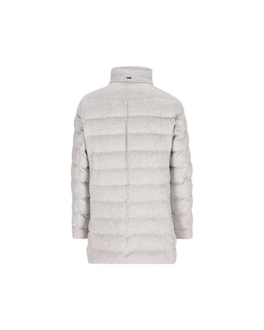 Herno Gray Long-Sleeved Down Coat for men