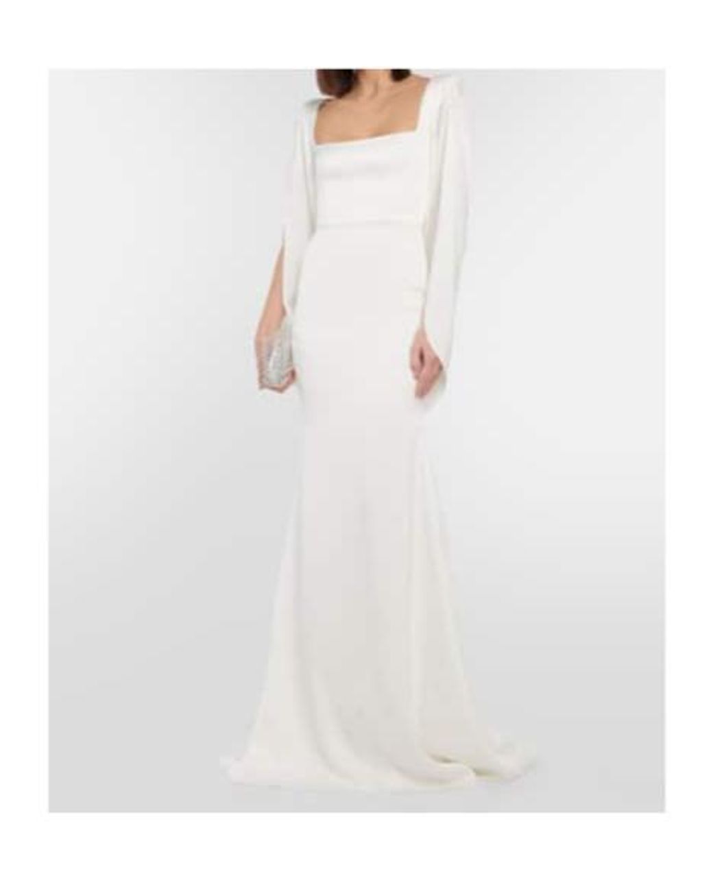 Alex Perry White Bridal Portrait Cape-Detail Satin Gown