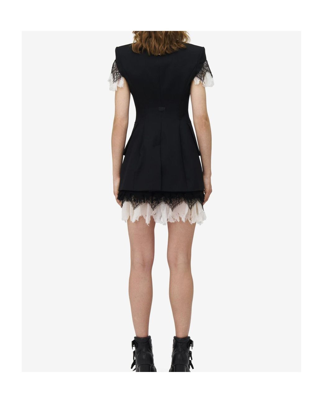 McQueen Black Lace Detailed Mini Skirt