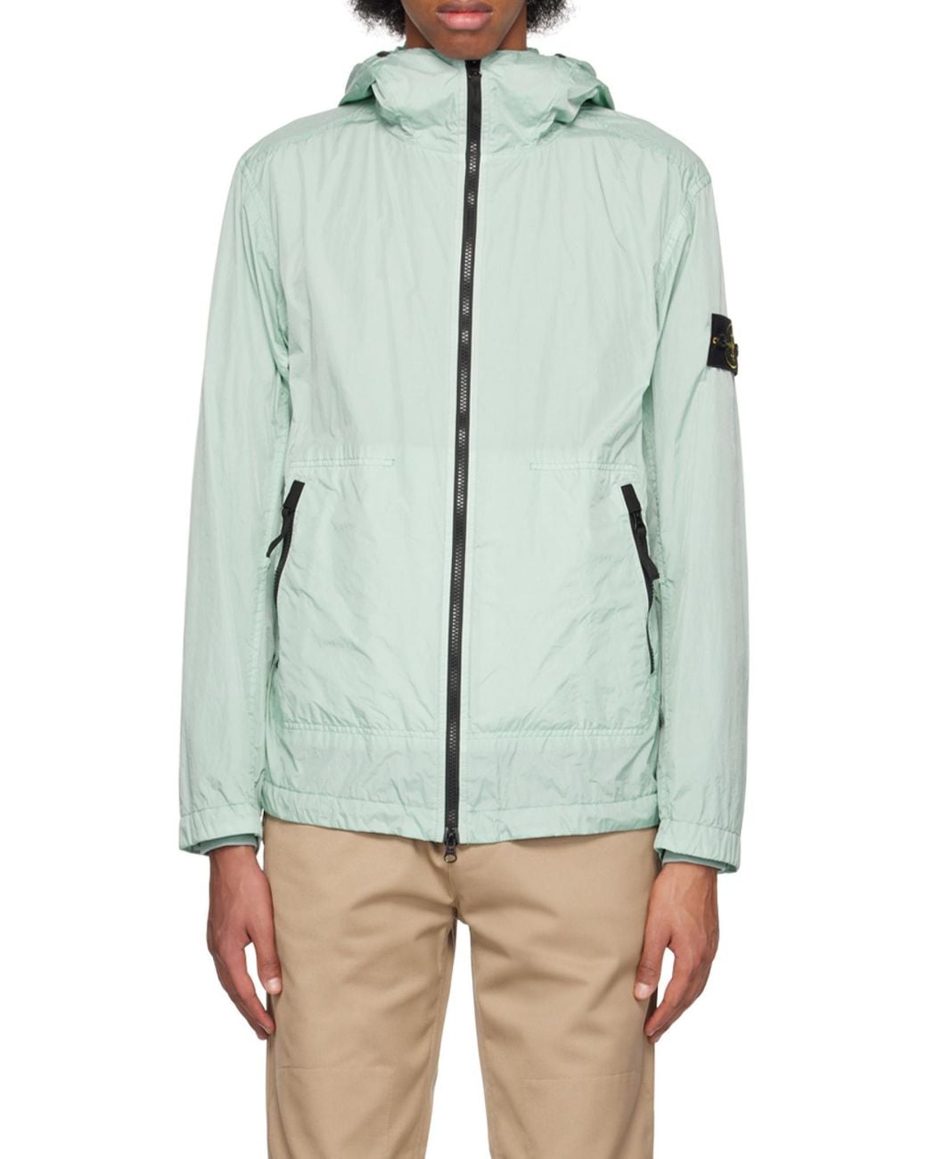 Stone Island Blue Compass-Patch Hooded Jacket for men