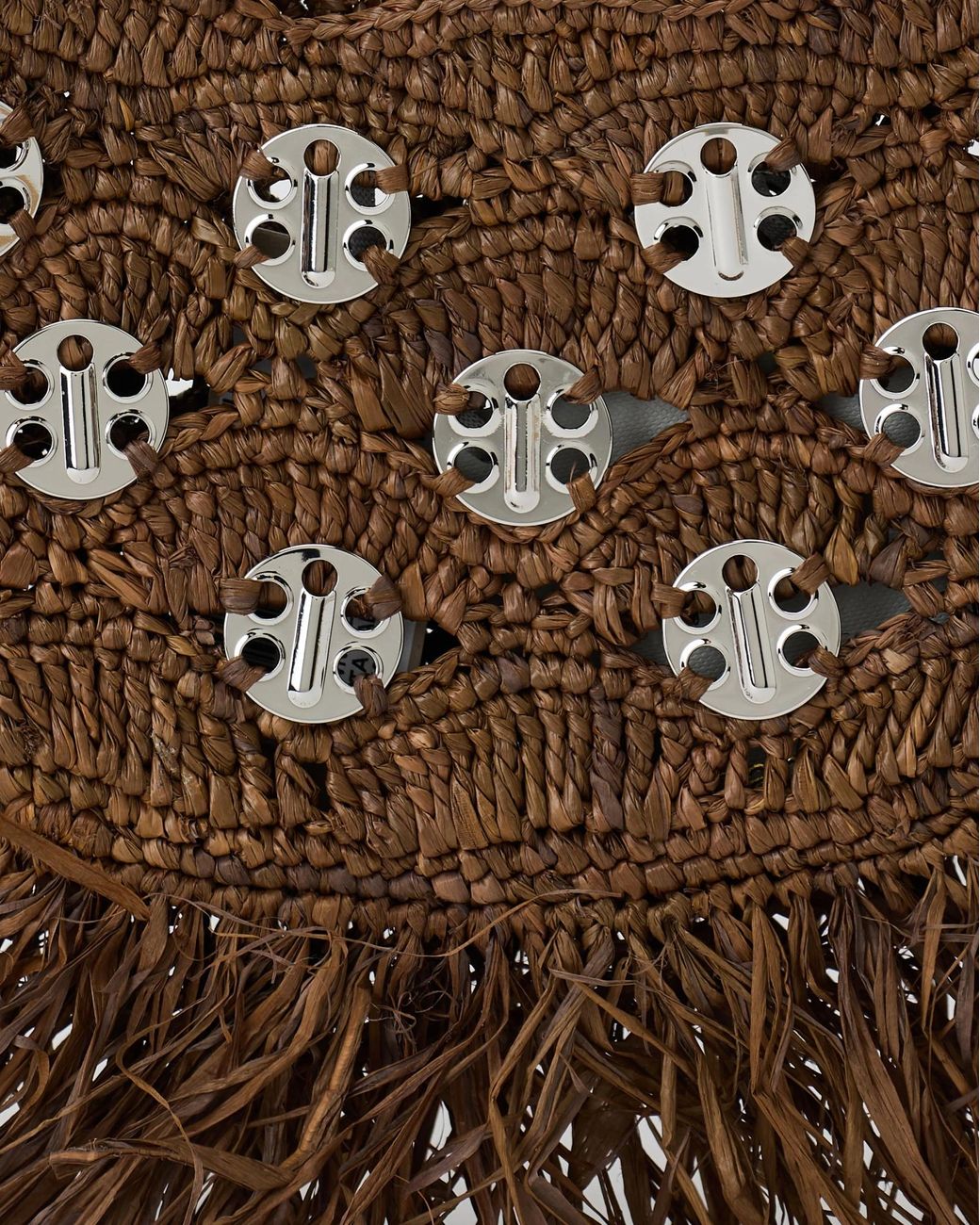 Rabanne Brown Crescent Moon Fringed Shoulder Bag