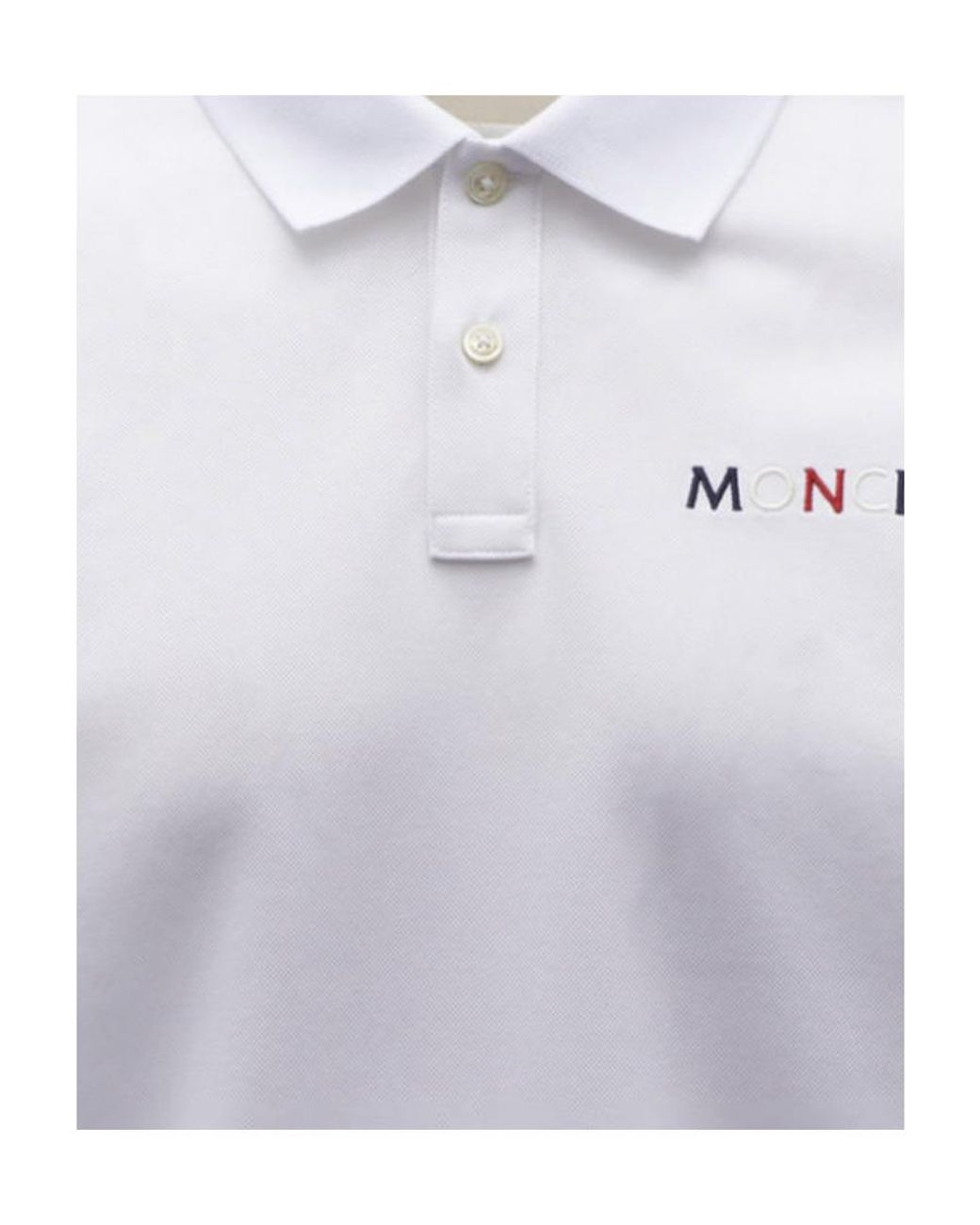 Moncler White Logo-Embroidered Polo Shirt for men