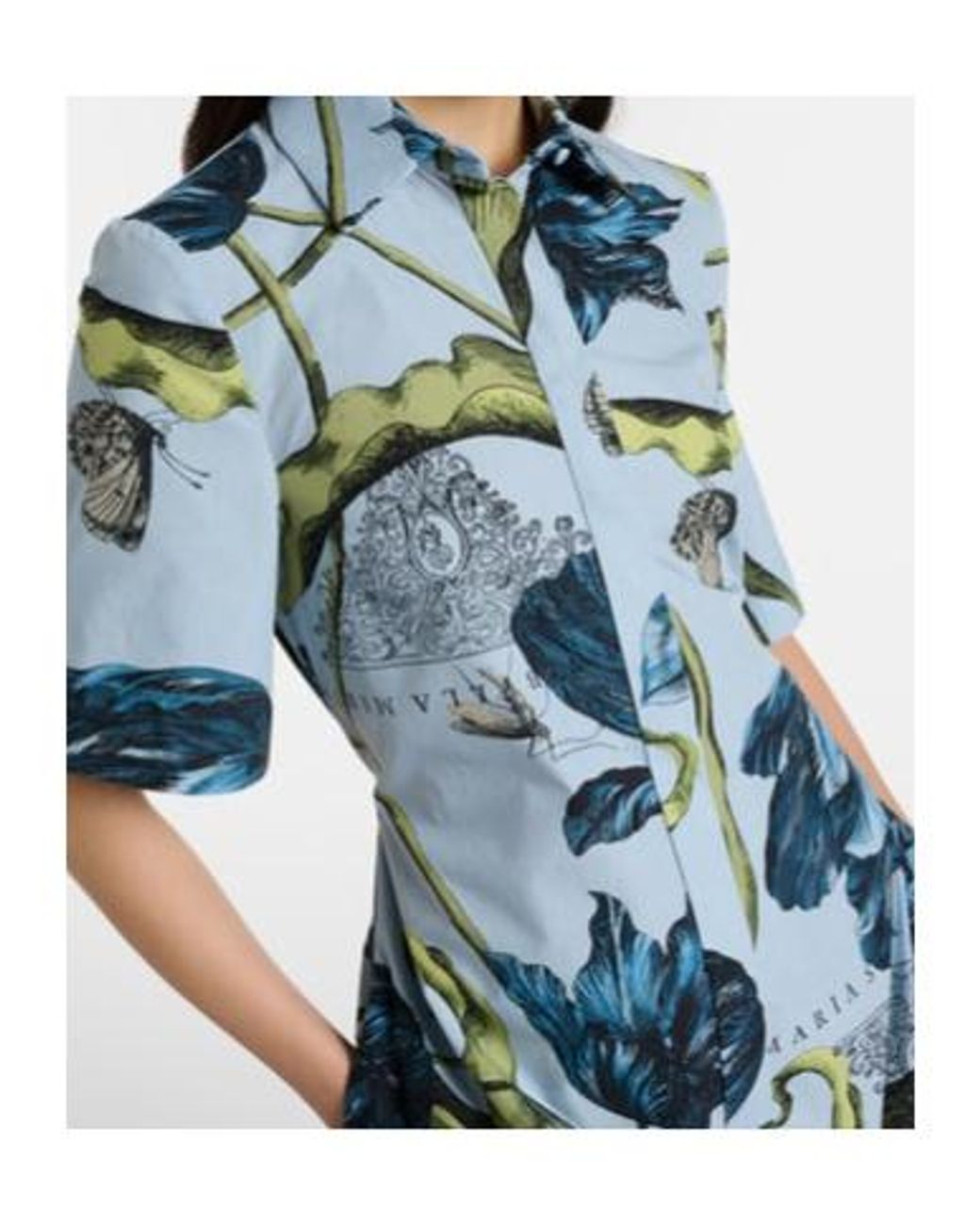 Erdem Blue Floral Cotton Midi Dress