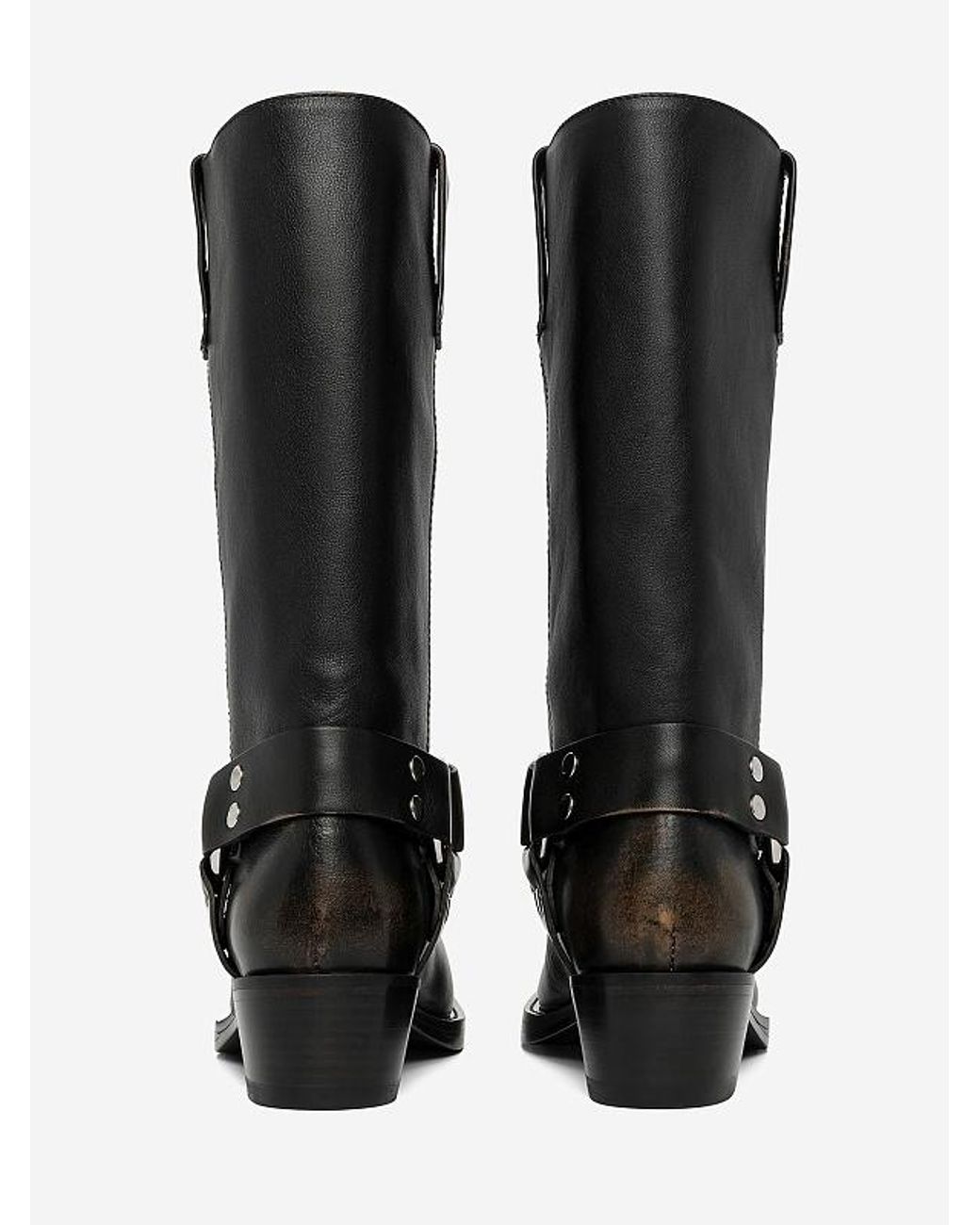 Paris Texas Black Faded-Effect Harness Boots