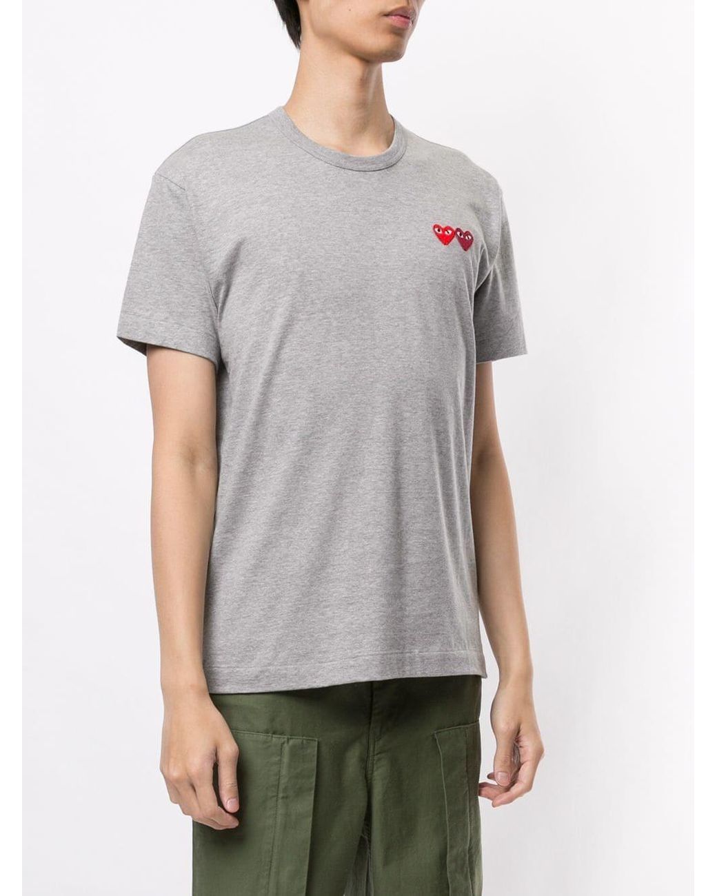 COMME DES GARÇONS PLAY White Double-Layer Heart-Decal T-Shirt for men