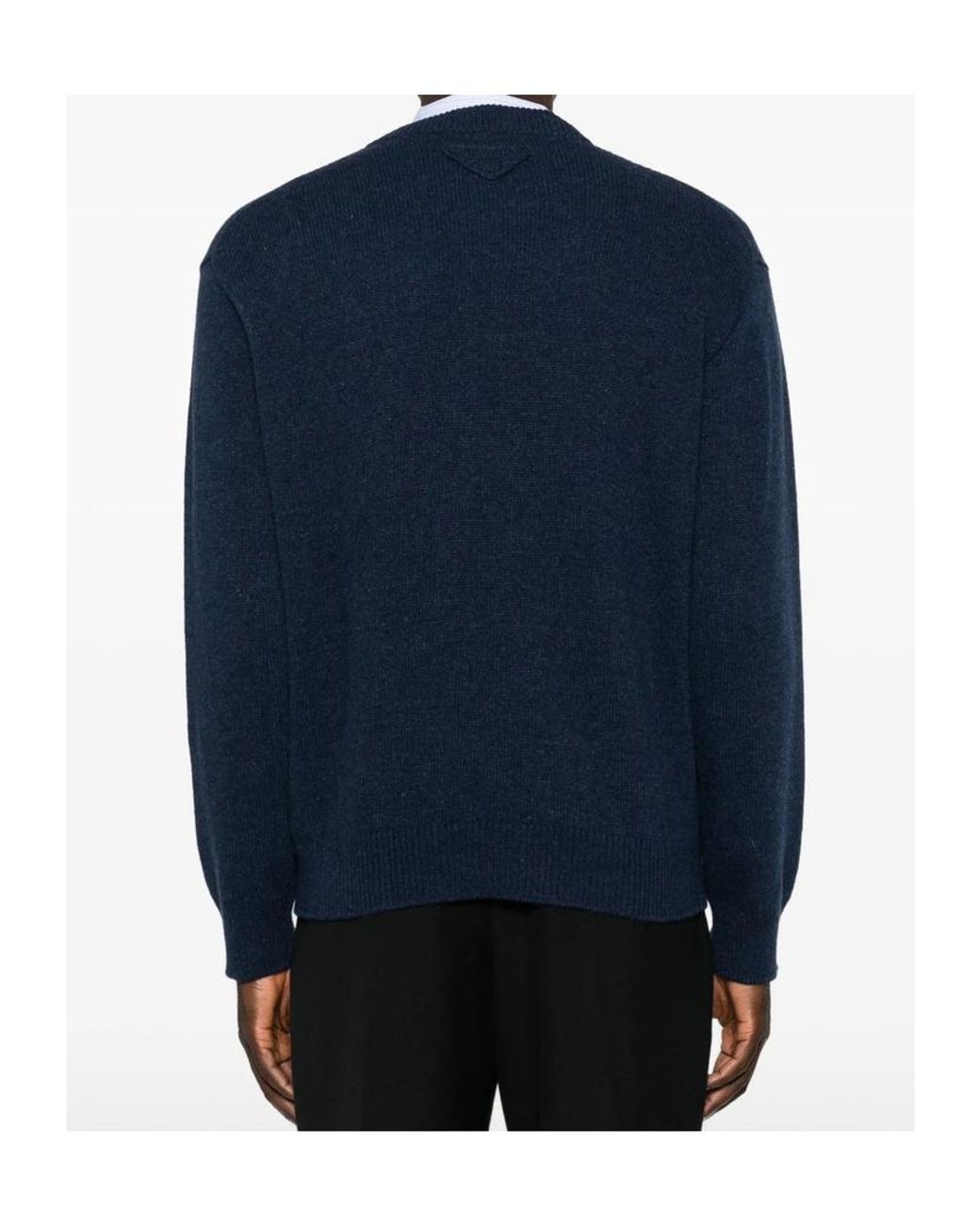 Prada Blue Long-Sleeve Knit Top for men