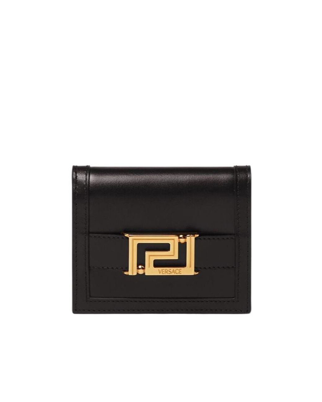Versace Black Logo Plaque Bifold Wallet