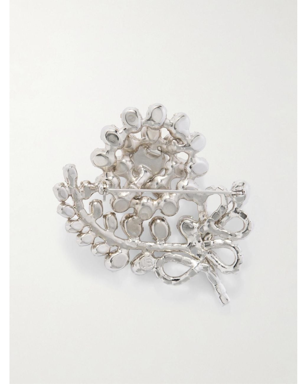 Jennifer Behr White Crystal-Embellished-Tone Brooch