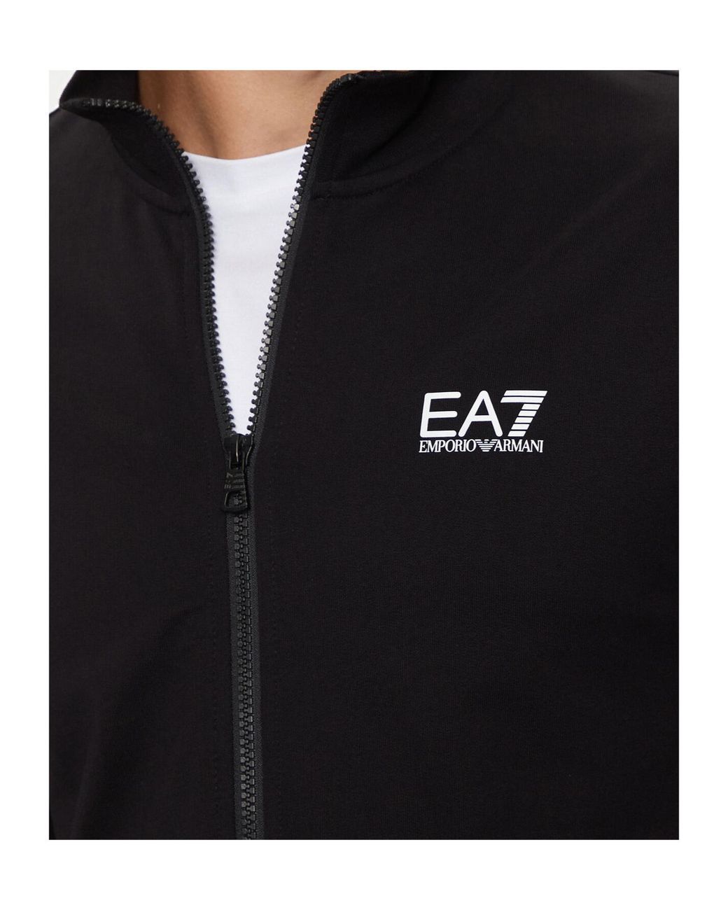 EA7 Black Zip-Up High Neck Sweatshirt for men