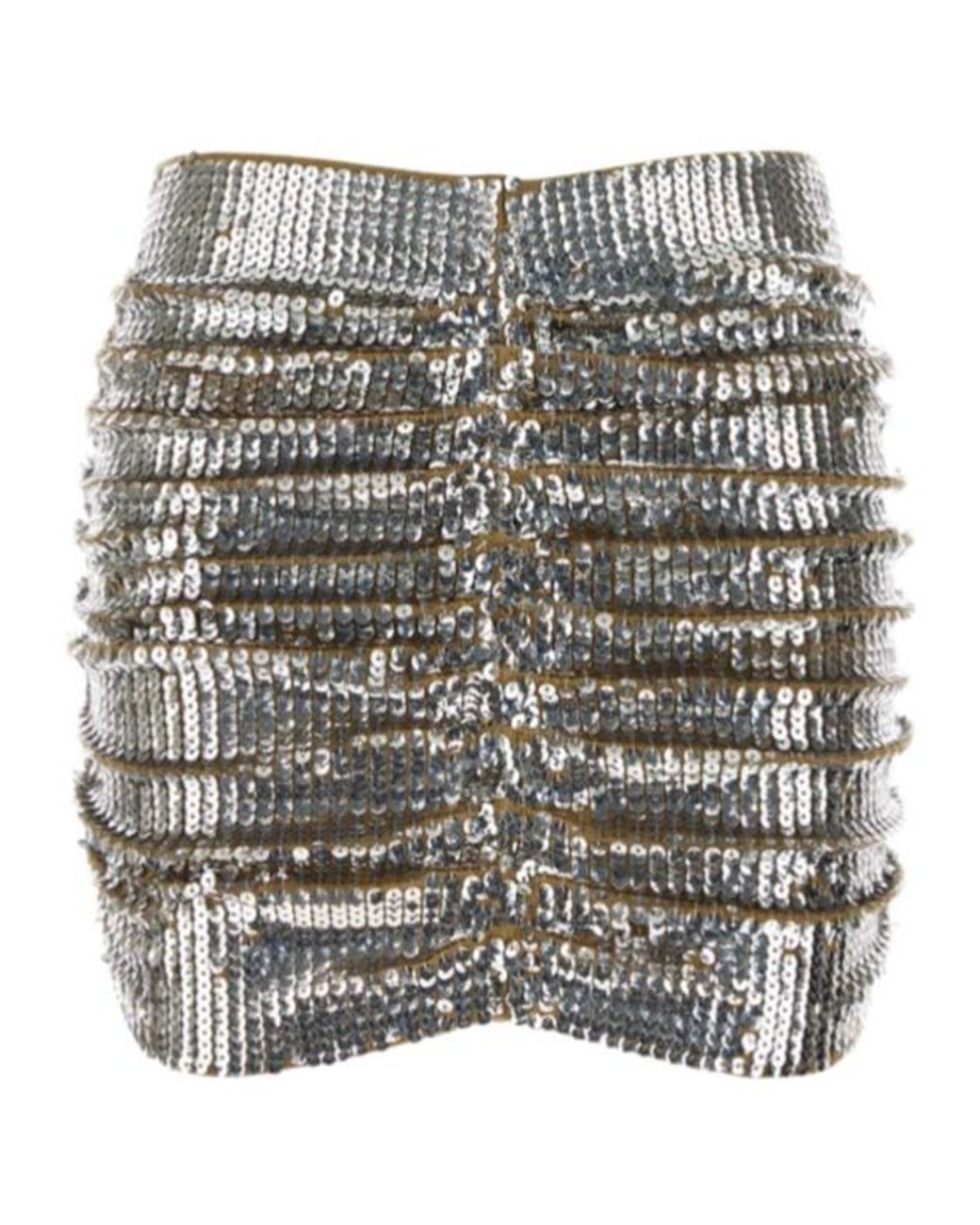 DSquared² Gray Ruched Sequinned Mini Skirt