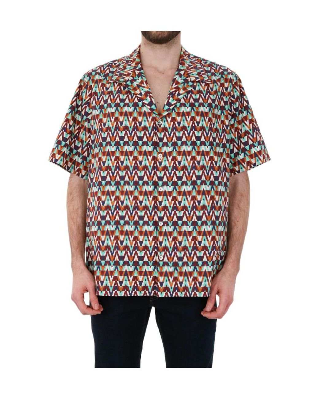 Valentino Gray All-Over Printed Buttoned Shirt for men