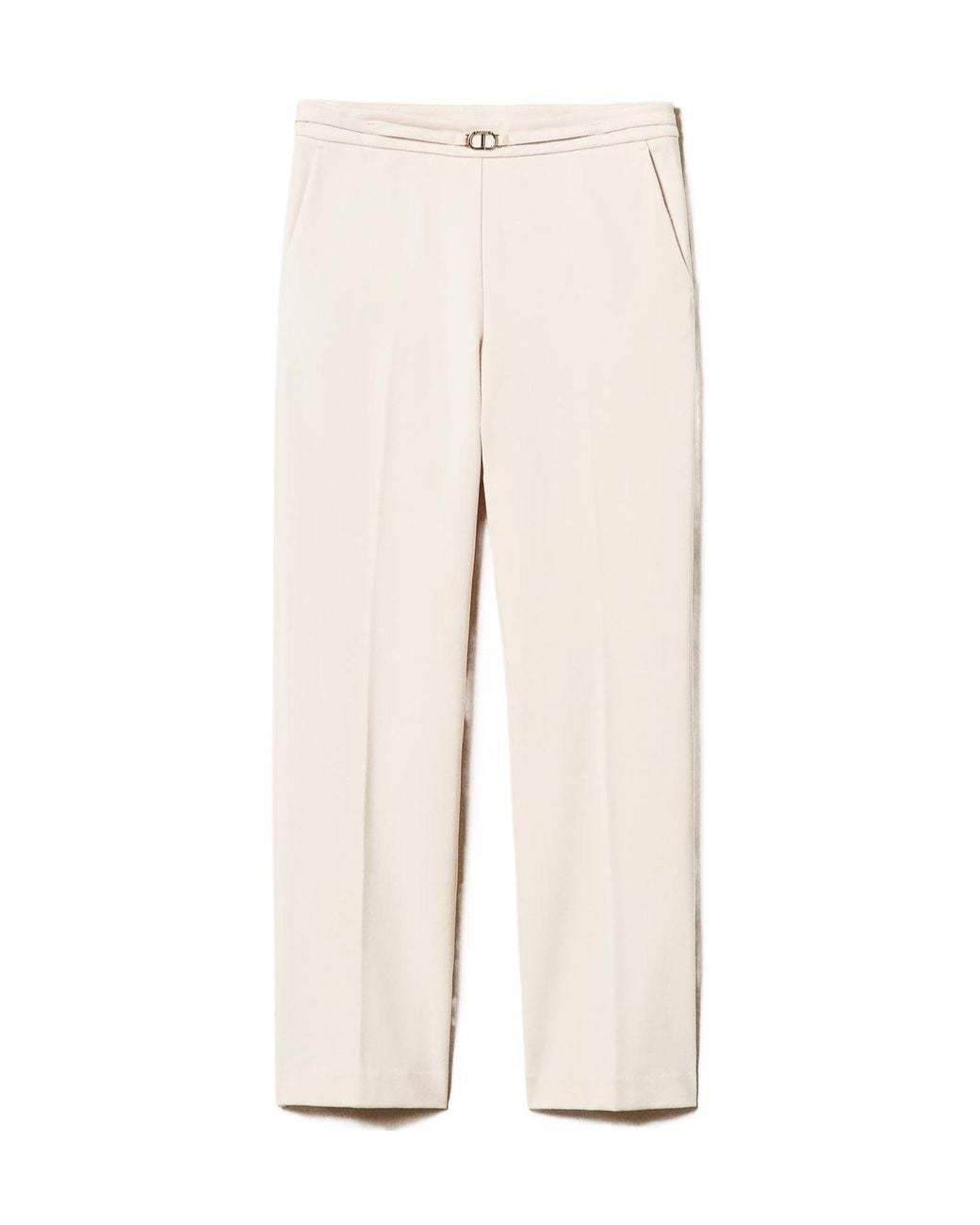 Twinset Natural Oval T Waist Strap Trousers