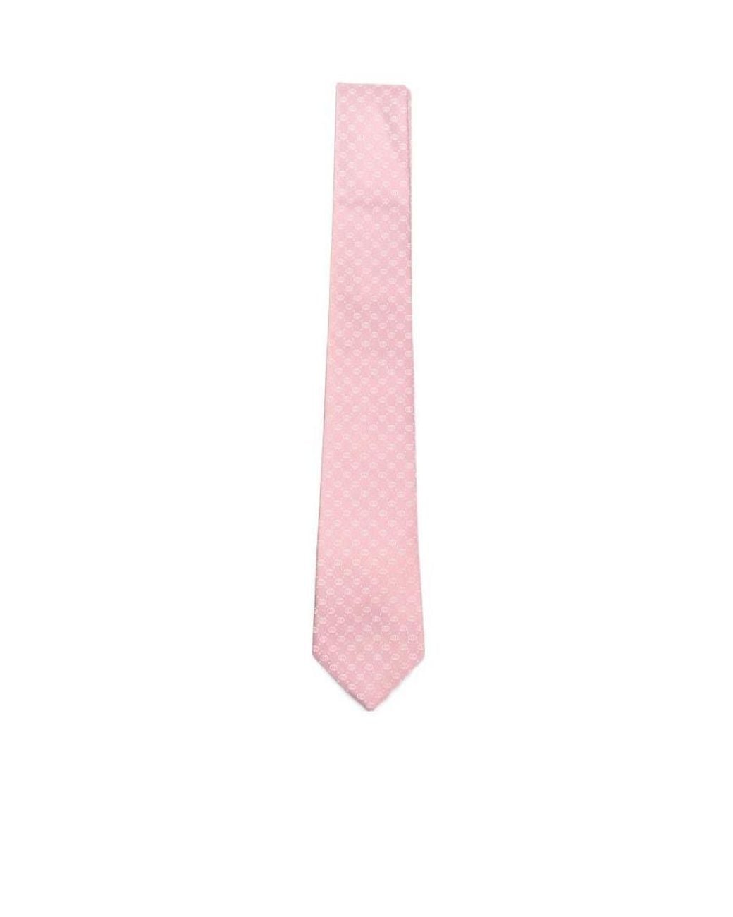 Gucci Pink Interlocking G Silk Jacquard Tie for men