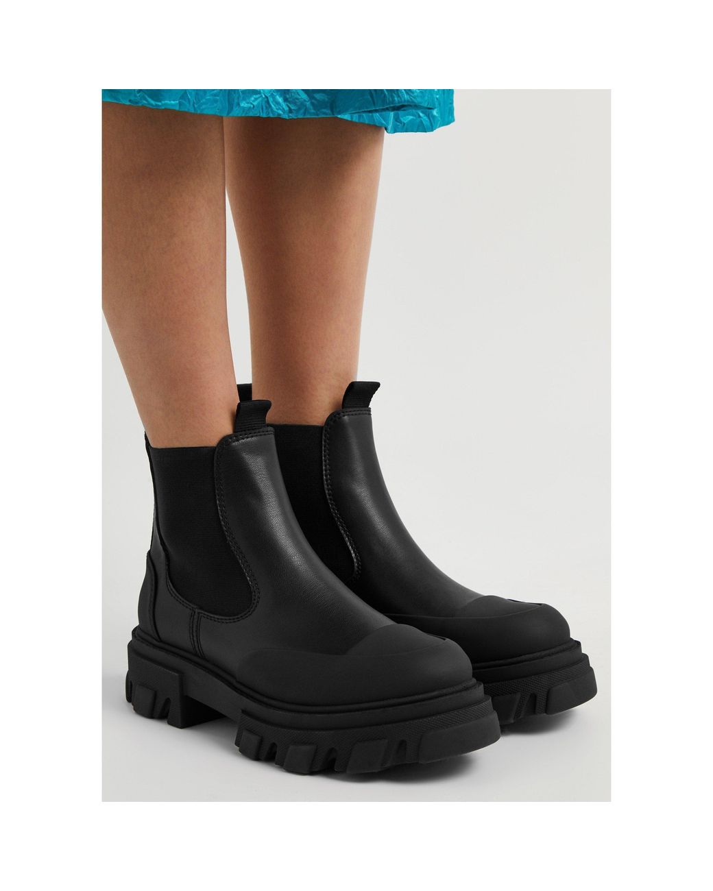 Ganni Black Thick-Soled Chelsea Ankle Boots