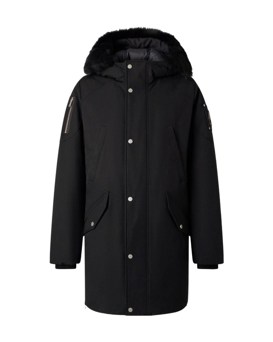 Moose Knuckles Black Stirling Hooded Parka Coat for men