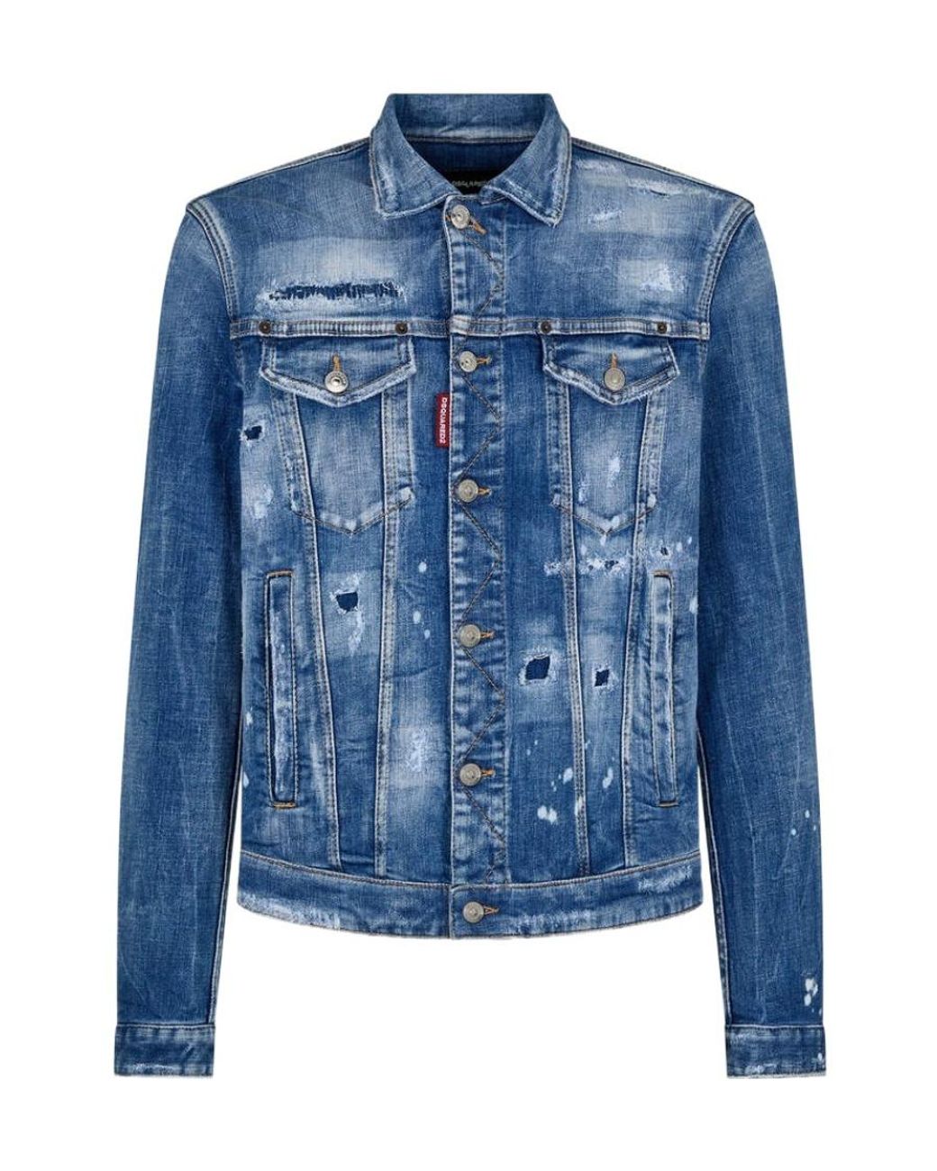 DSquared² Blue Ripped Denim Jacket for men
