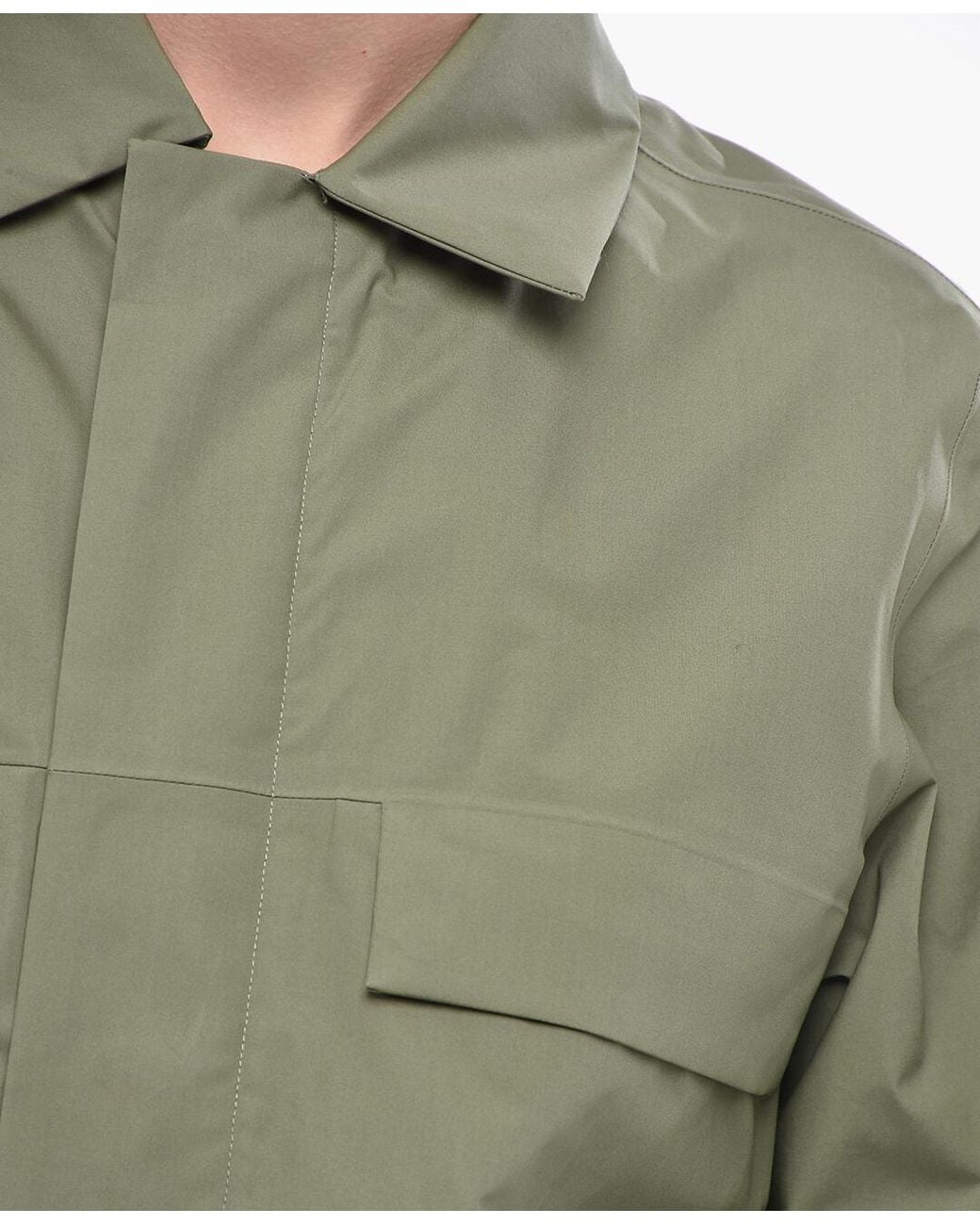 K-Way Green Utility Jacket With Hidden Button Closure for men