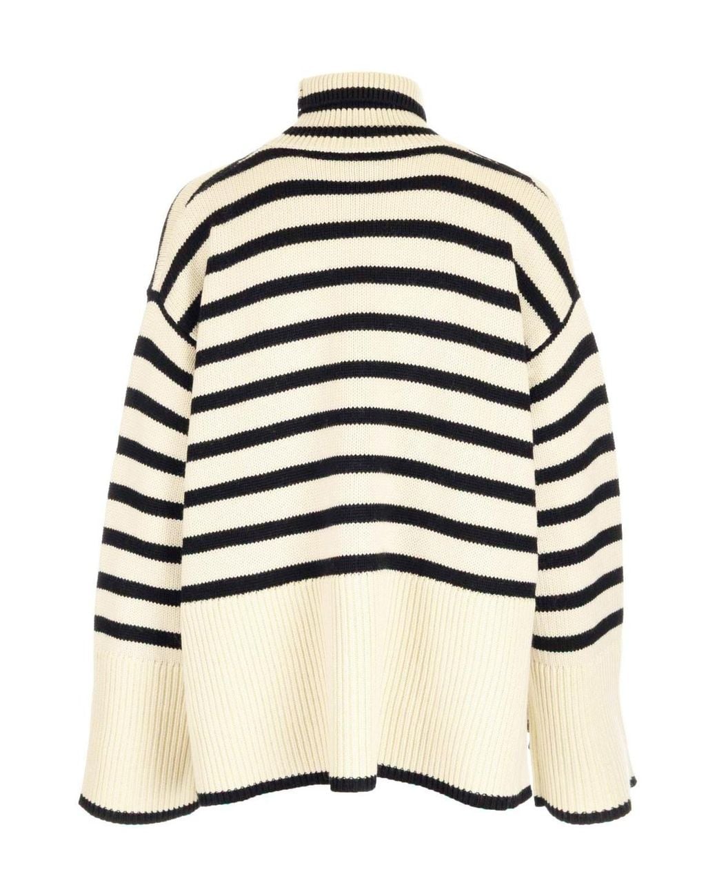 Totême Black Striped Turtleneck Wool-Blend Knitted Jumper