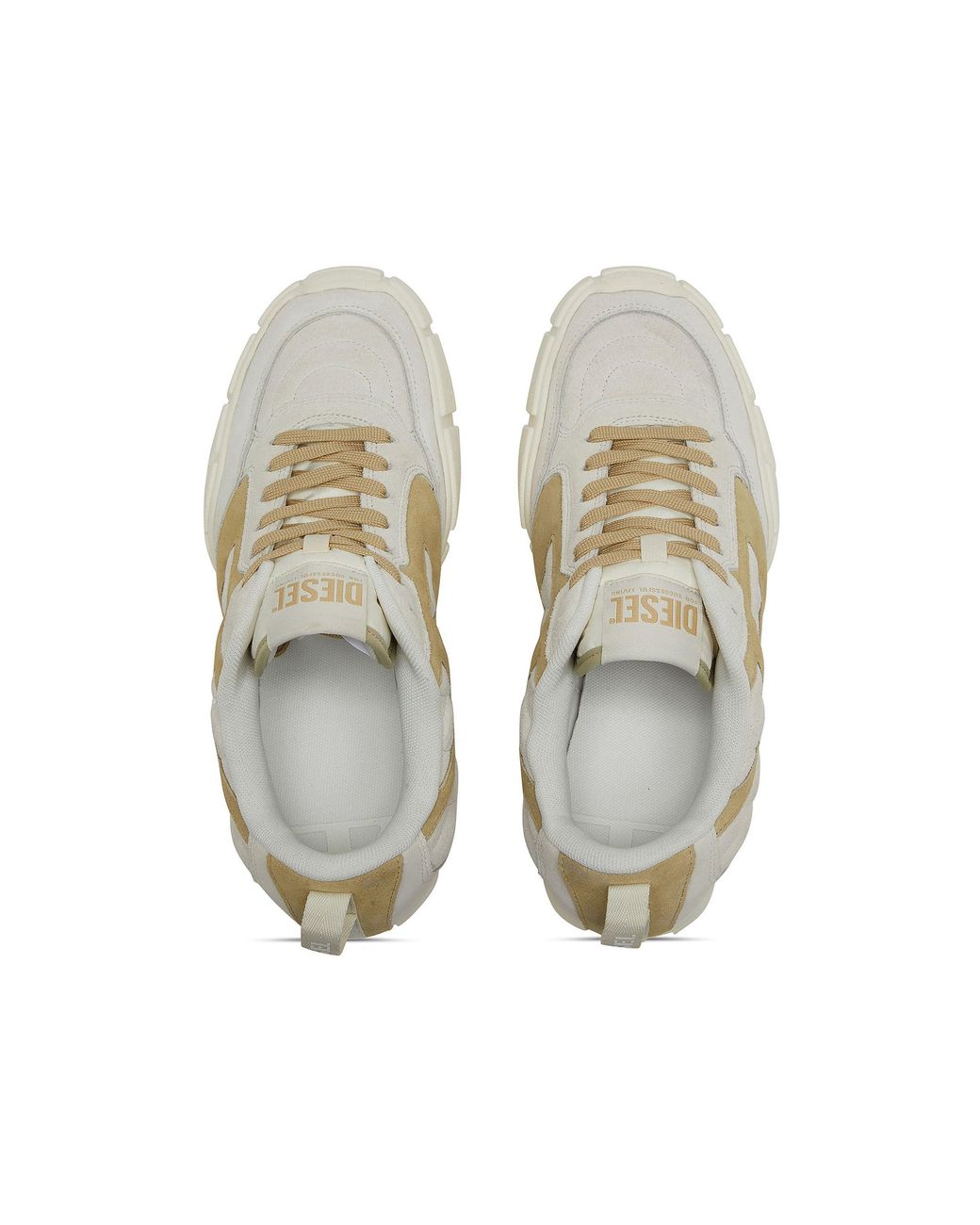 DIESEL White S-Pagodha-Quilted Suede Sneakers
