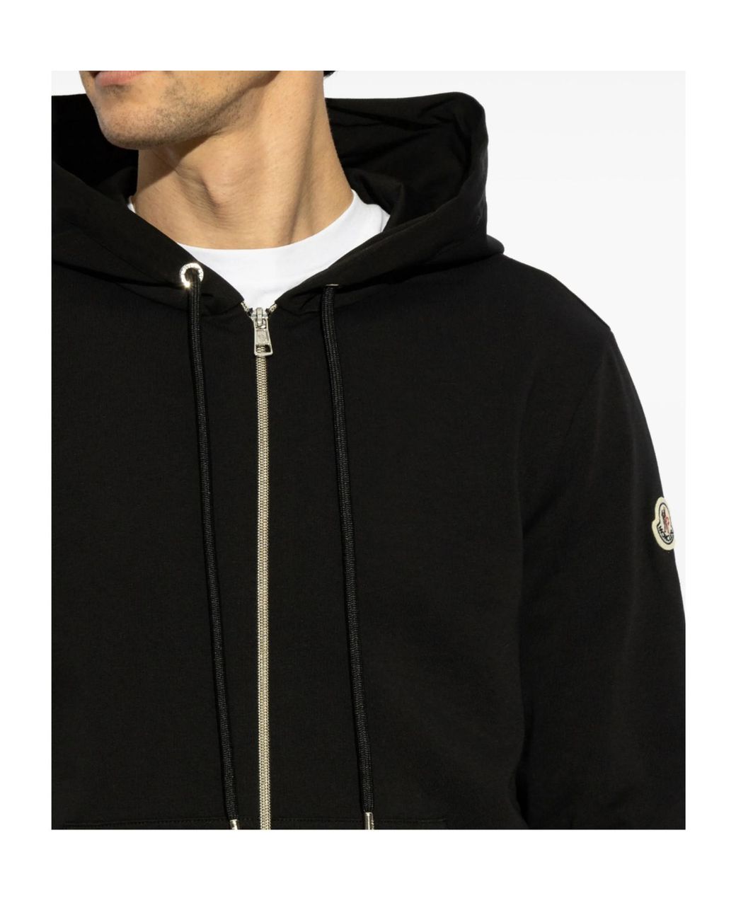 Moncler Black Zip-Up Hooded Cardigan for men
