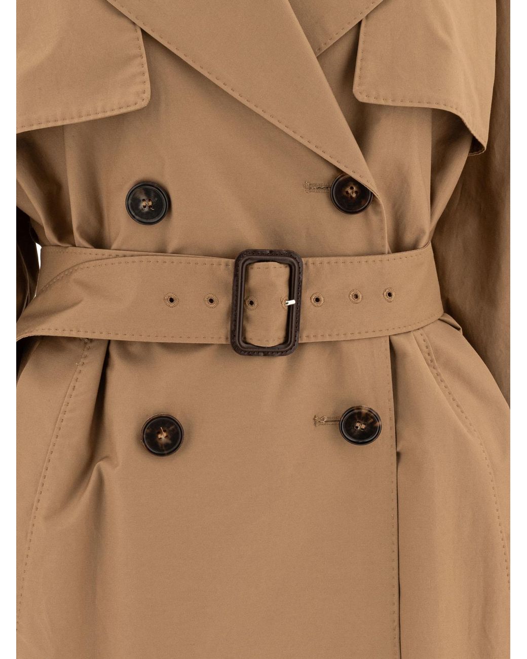 Max Mara Natural Double-Breasted Belted Trench Coat