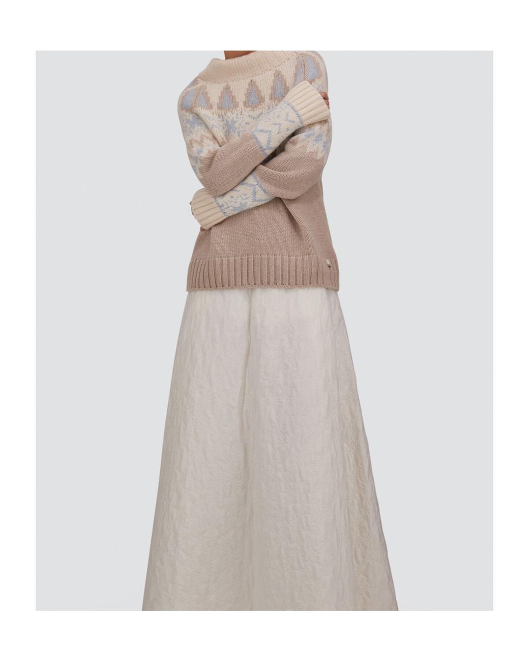 Herno Gray Fair Isle Turtleneck Knitted Sweater