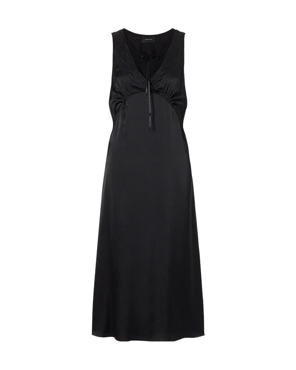 Simone Rocha Black Bow-Detailed Embroidered Satin Midi Dress