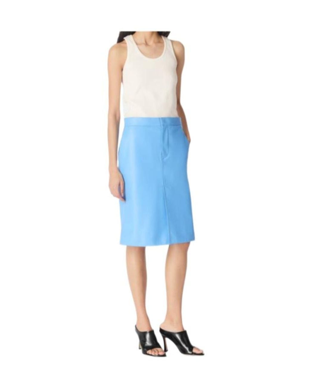 Bottega Veneta Blue Leather Skirt