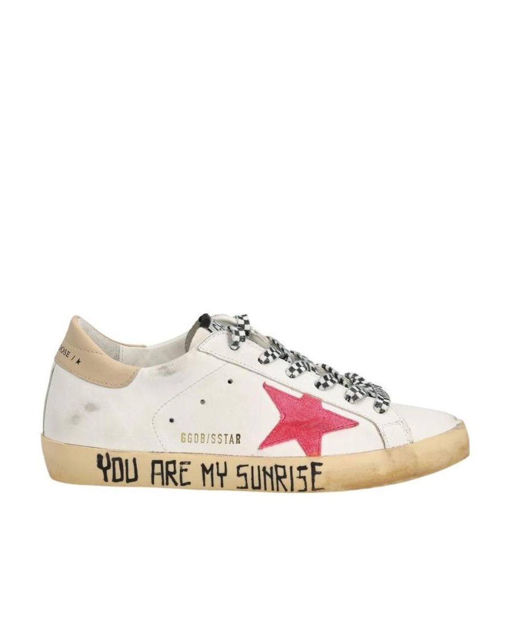 Golden Goose Deluxe Brand Pink Super-Star With Lobster Suede Star And Sand Leather Heel Tab