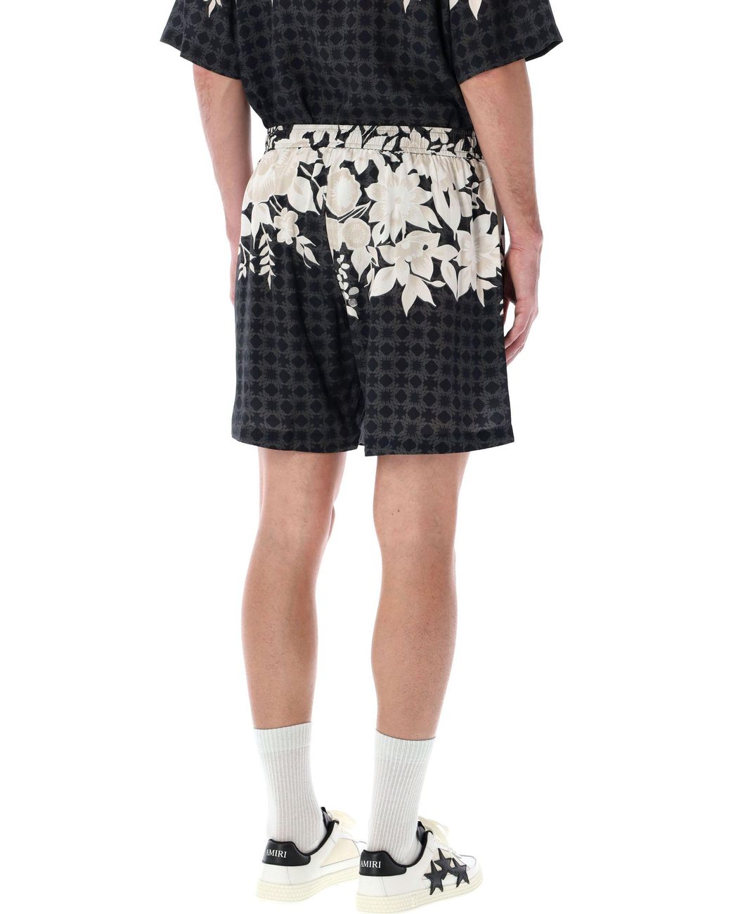 Amiri Black Floral Print Shorts for men