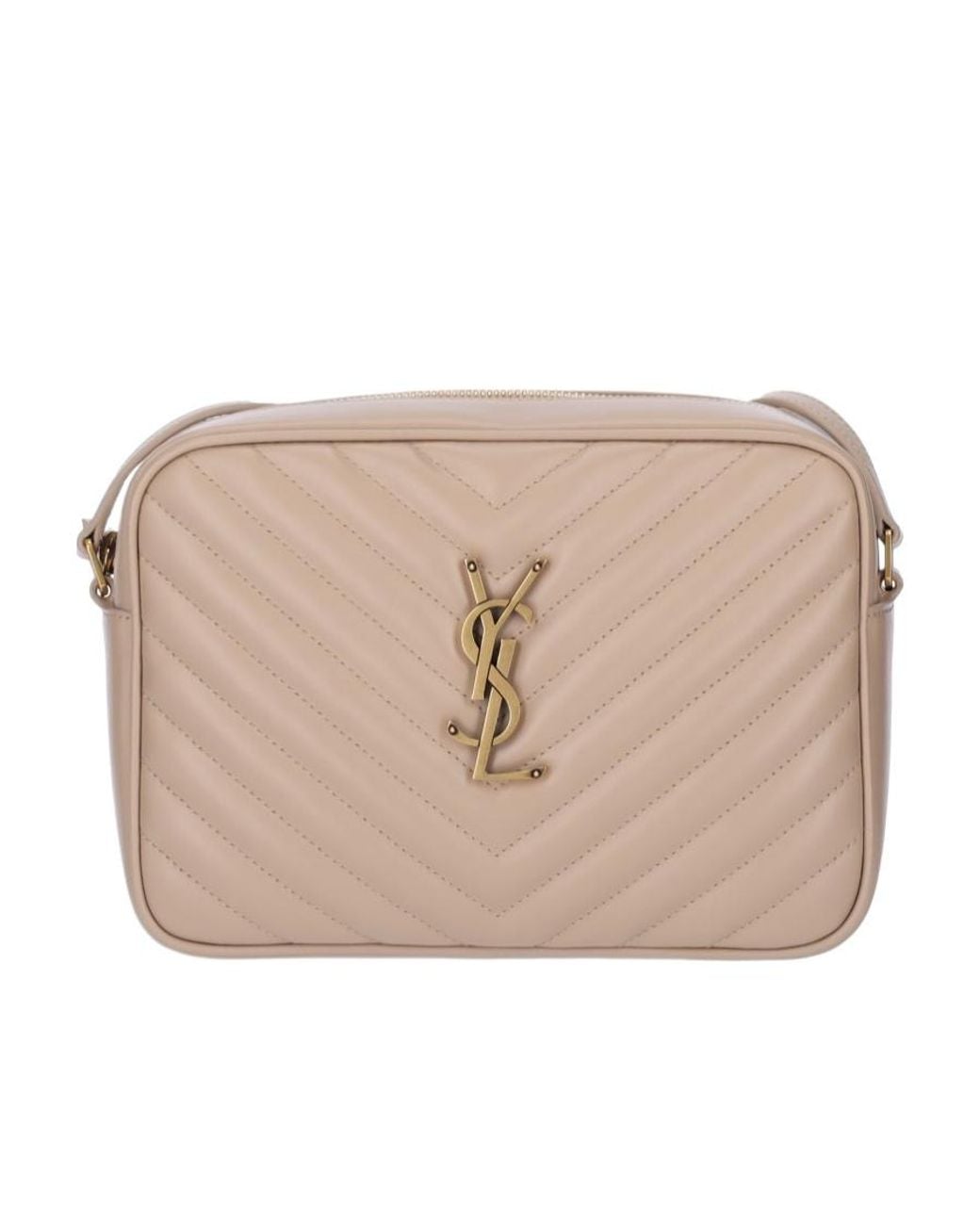 Saint Laurent Natural Lou Zip-Up Quilted Crossbody Bag