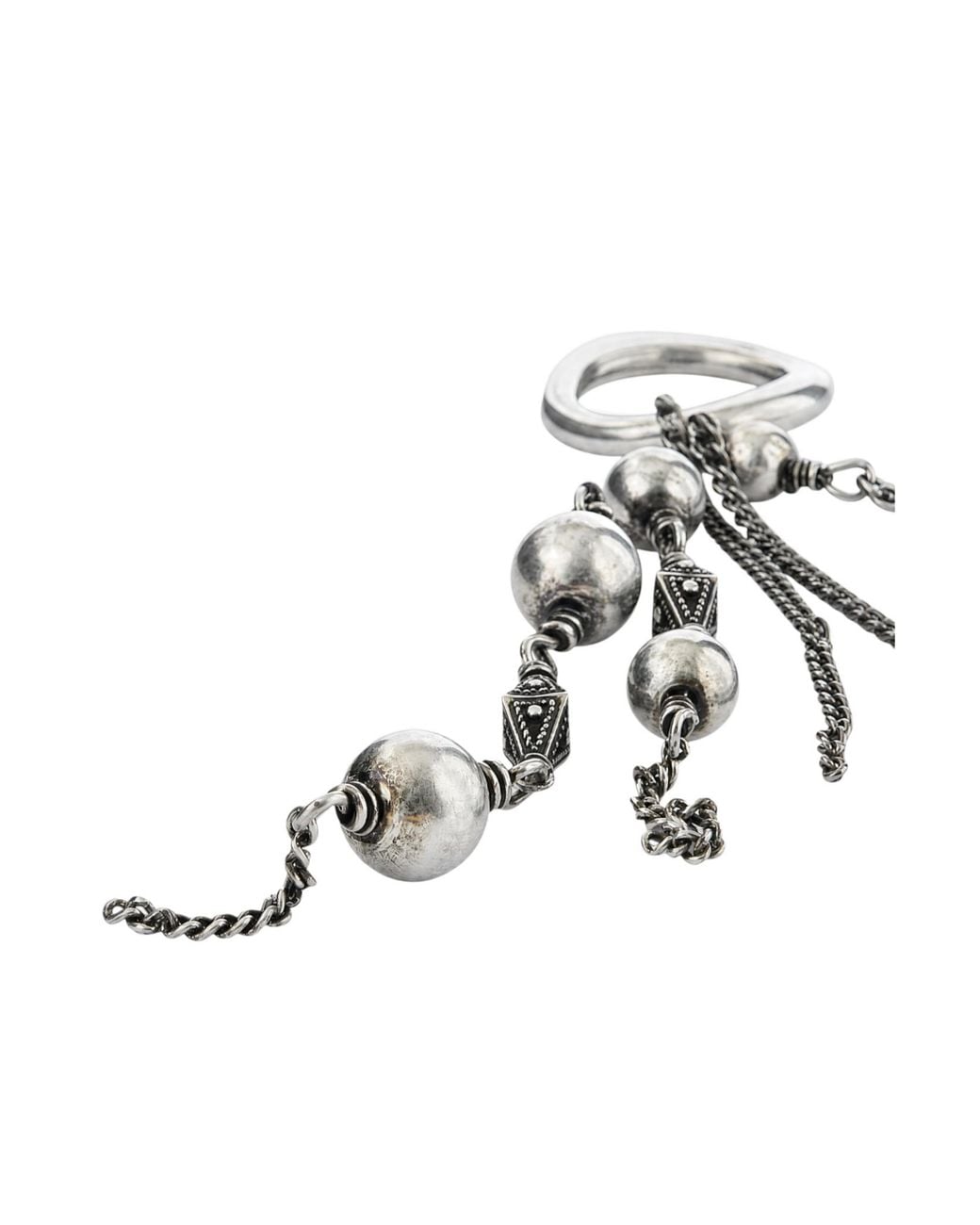 Ann Demeulemeester White Geometric Double-Ring Pendant Necklace