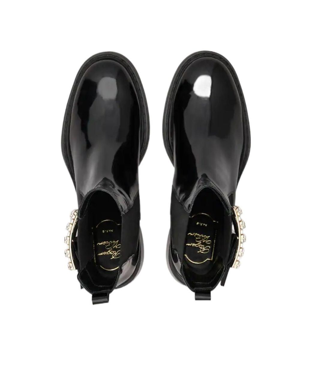 Roger Vivier Black Viv' Rangers Strass Buckle Chelsea Ankle Boots