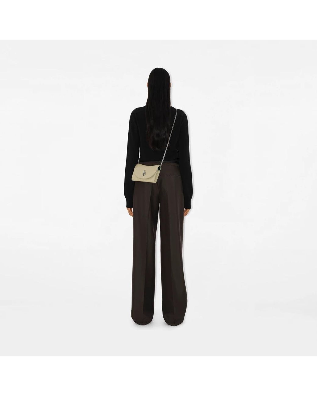 Burberry Natural Rocking Horse Foldover Top Chain-Linked Wallet