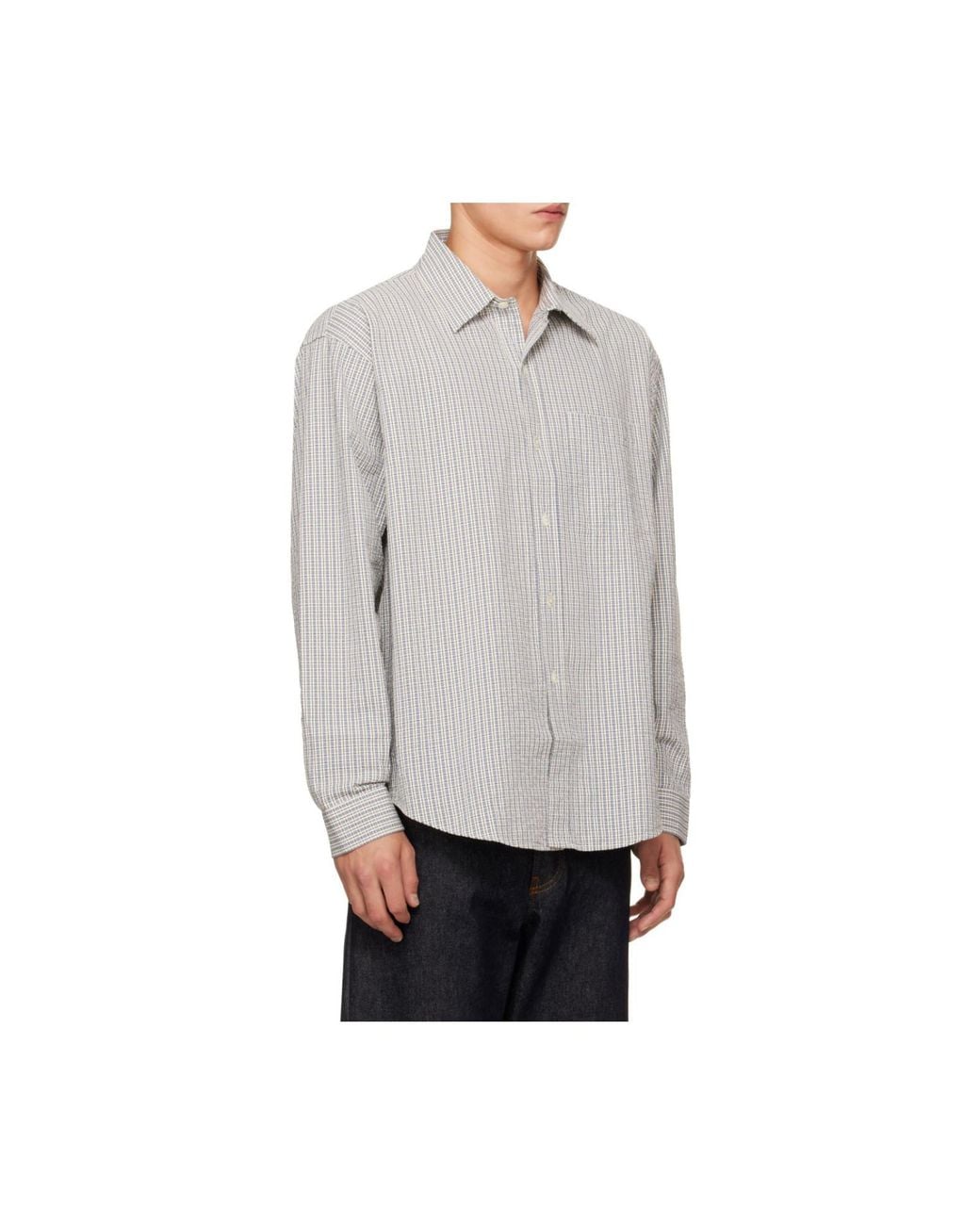 mfpen Gray Executive Check-Pattern Shirt for men