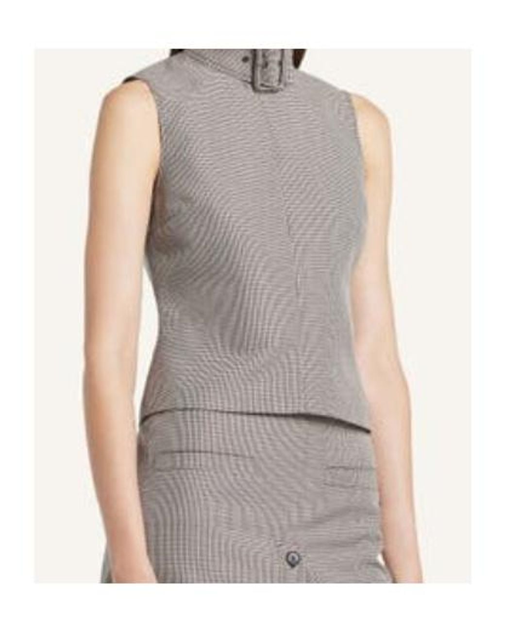Courreges Gray Courrèges Buckle Houndstooth-Pattern Sleeveless Top