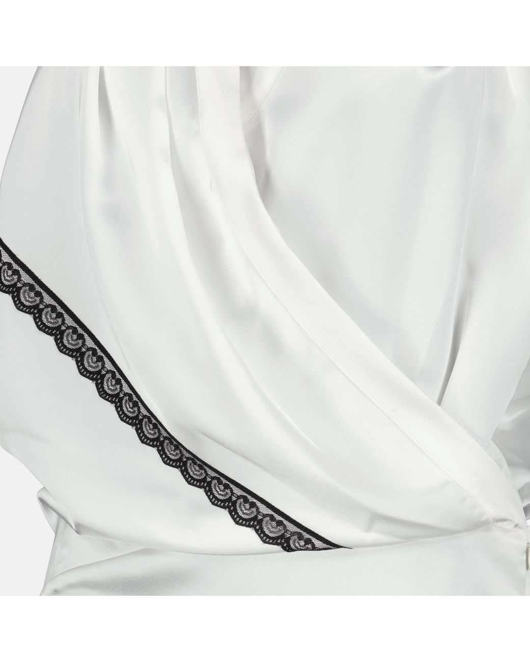 IRO White Draped Lace-Trim Midi Dress
