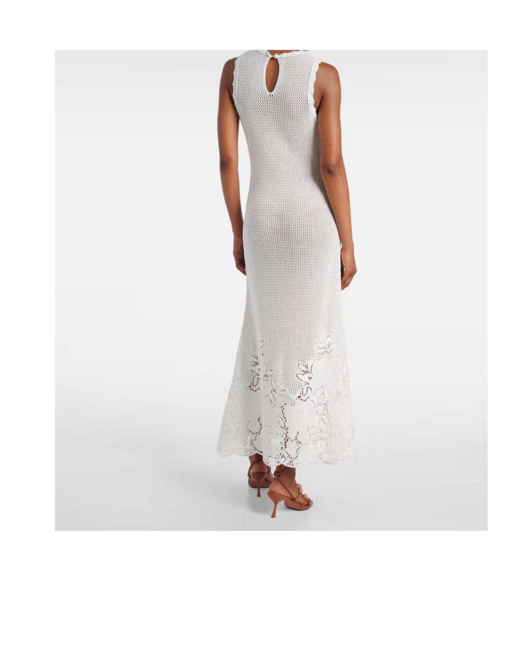 Erdem White Open-Knit Cotton Maxi Dress