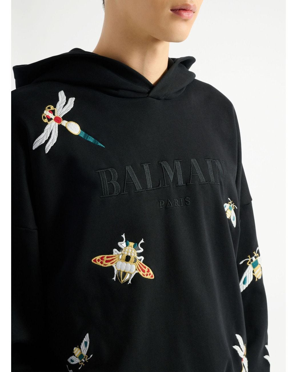 Balmain Blue Embroidered Insect Hoodie for men