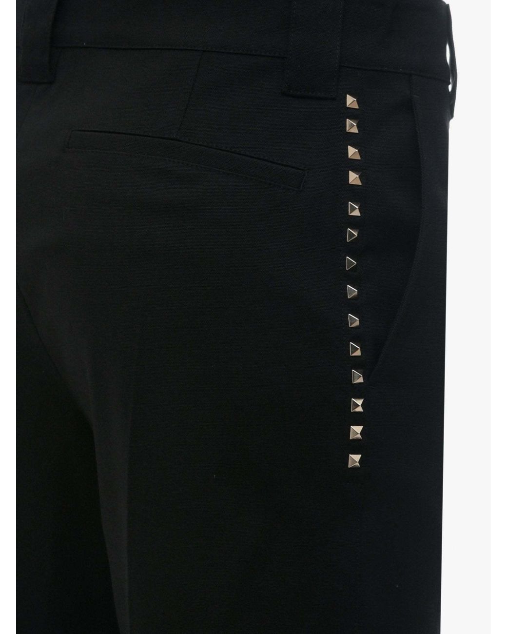 Valentino Black Stud Embellished Mid-Rise Trousers for men