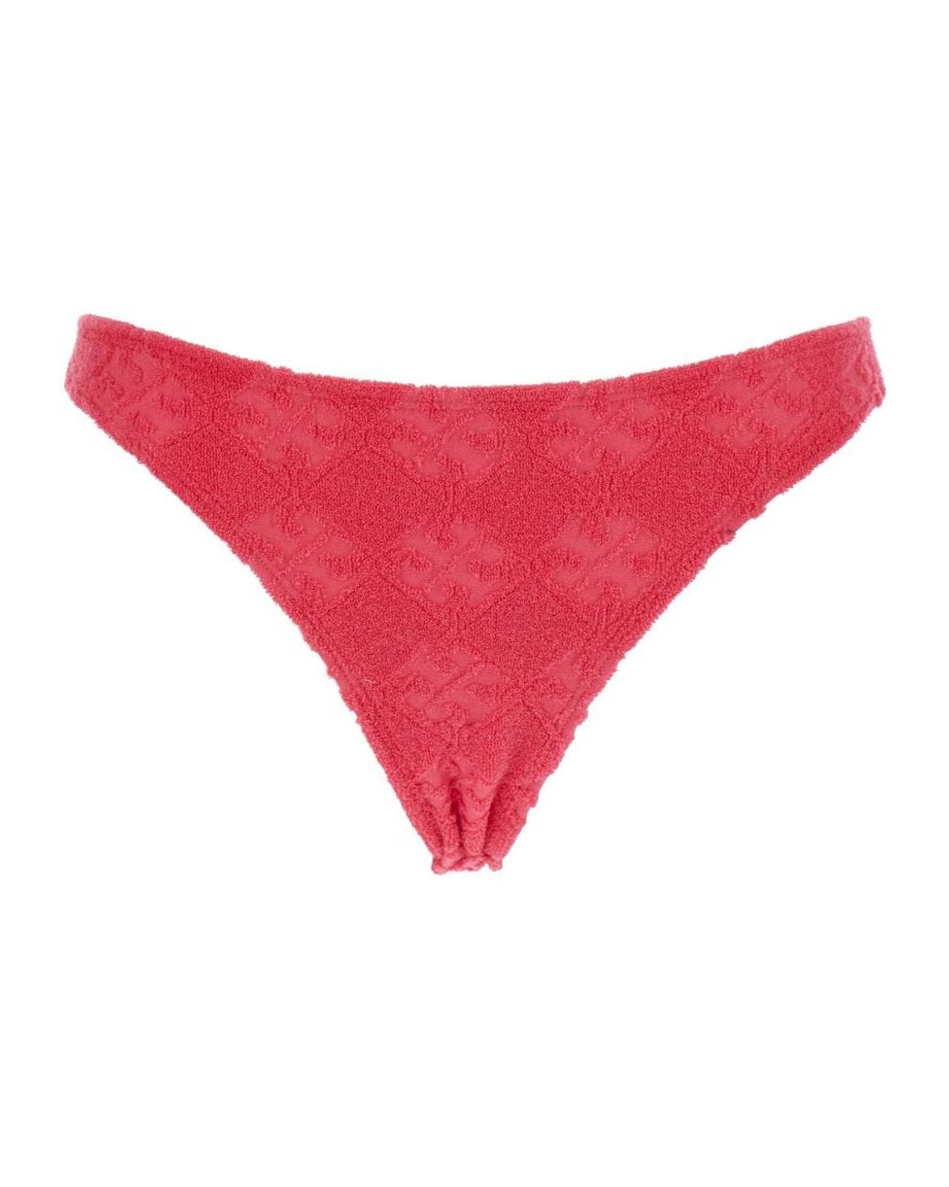 Tory Burch Red Low-Rise Terry-Cloth Bikini Bottoms