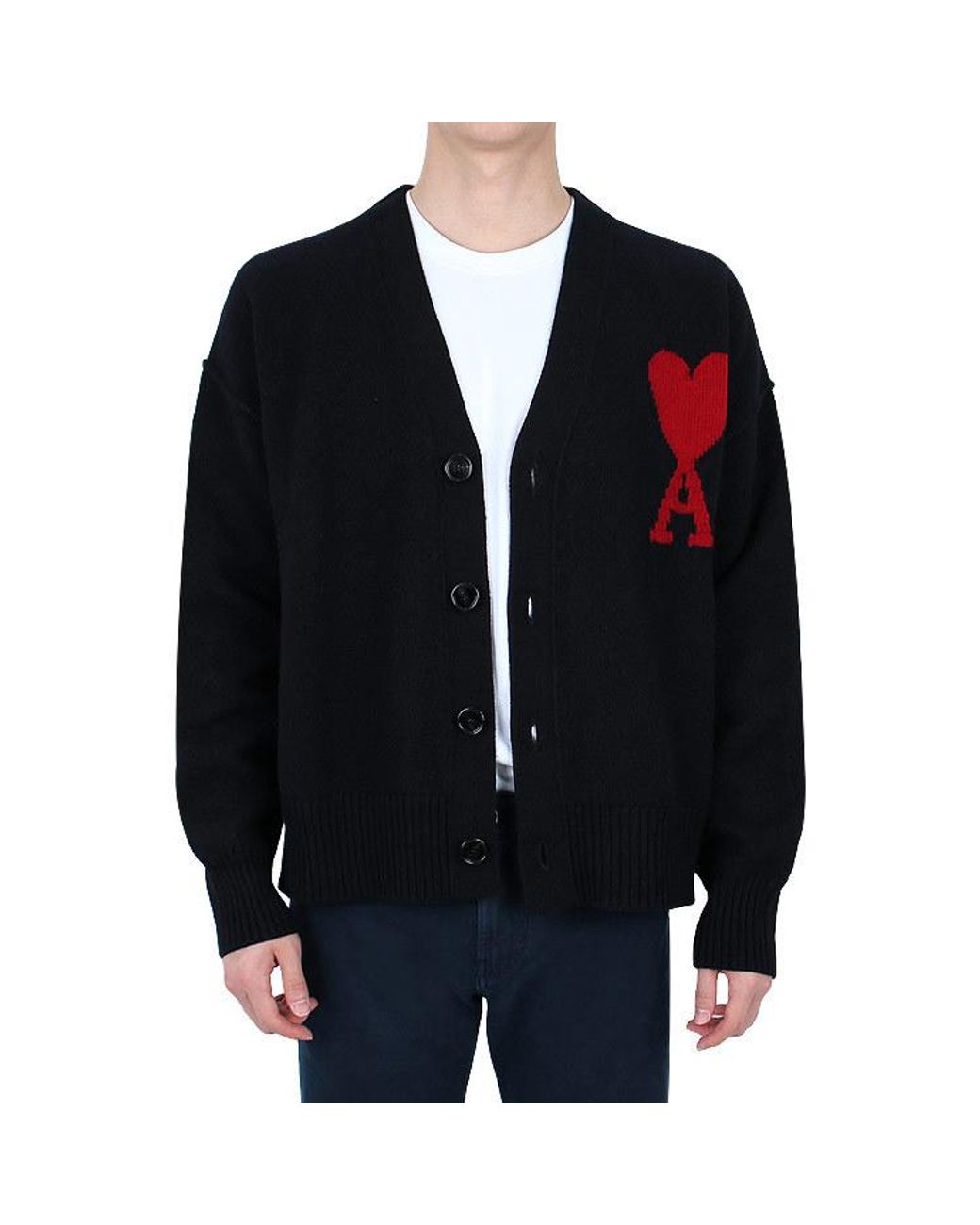 AMI Black Long-Sleeved Sweater for men
