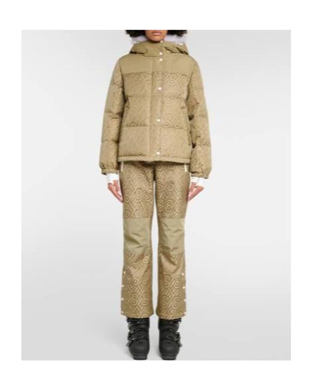 Yves Salomon Green Logo Shearling-Trimmed Down Jacket