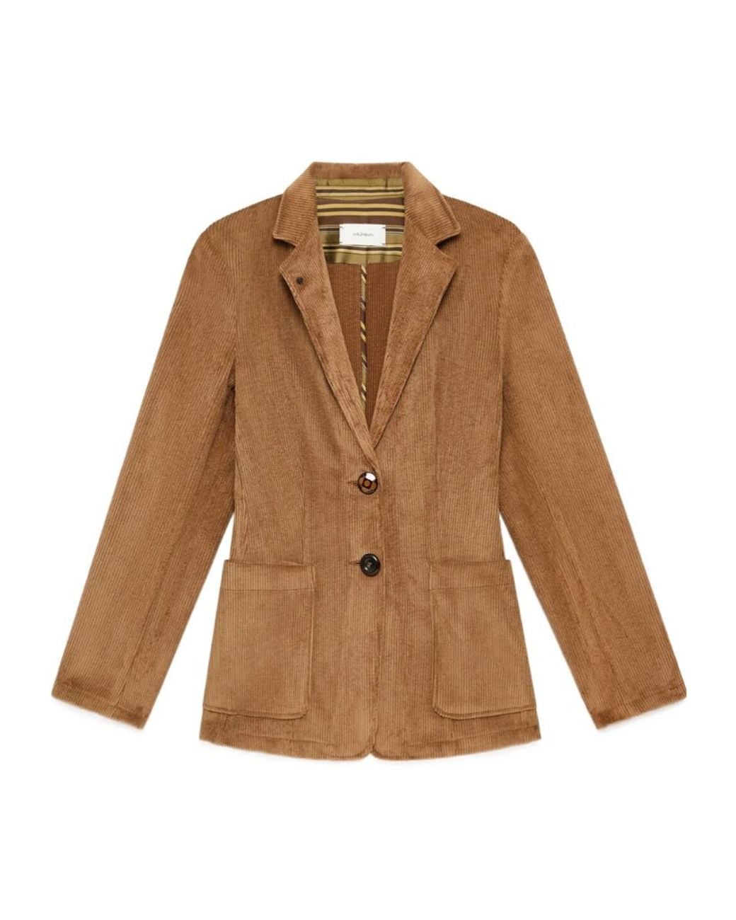Maliparmi Brown Corduroy-Velvet Patch-Pocket Blazer