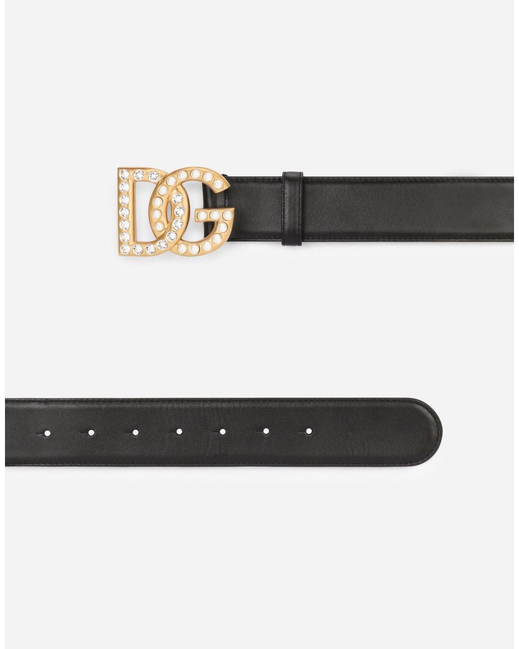 Dolce & Gabbana White Dg Logo Buckle Leather Belt