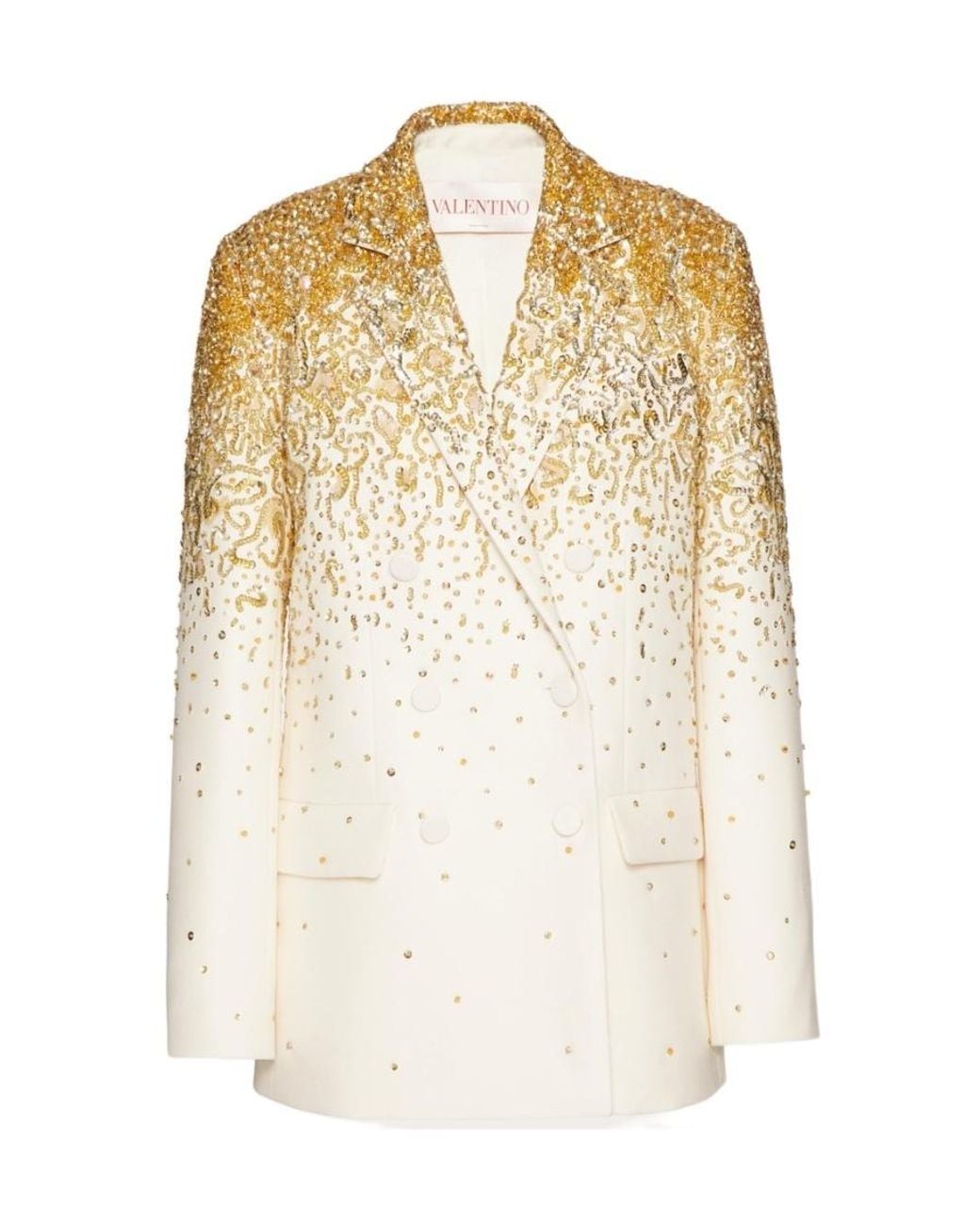 Valentino Natural Embroidered Crepe Couture Blazer