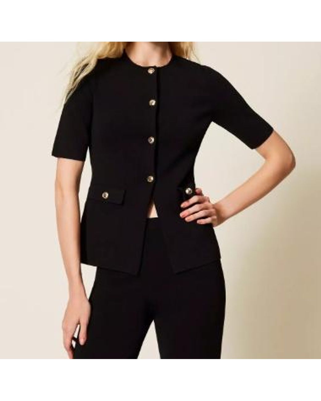 Twinset Black Button-Up Cardigan