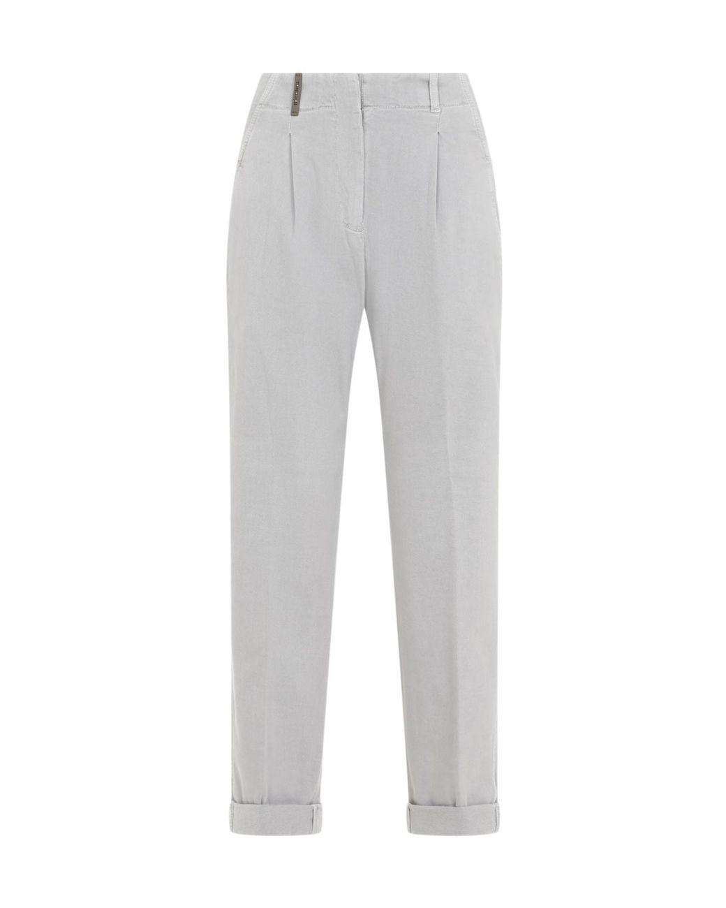 Peserico Gray Pleated Straight Leg Trousers