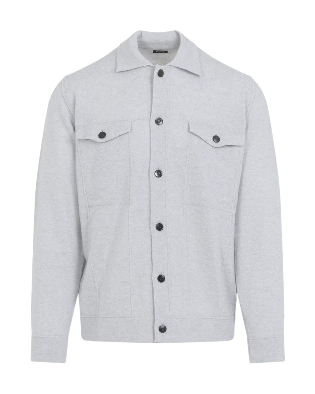 Kiton Gray Buttoned Shirt Jacket for men